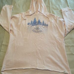 Size XL, Lake Superior Paradise Soft Pink Hoodie. Lightweight.